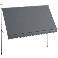 Outsunny Toldo Manual Retráctil con Manivela 350x120x210-300 cm con Altura Ajustable Impermeable y Anti-UV Gris Oscuro