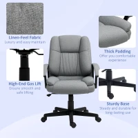 HOMCOM Linen-Look Padded Office Chair - Grey(m-7)