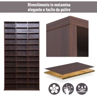 HOMCOM Mobile Porta CD con Ripiani Regolabili, Scaffale Porta 1116CD/528DVD Salvaspazio in MDF, Mobile Libreria con 36 Scomparti, 102x23.5x195 cm, Marrone(m-5)