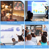 HOMCOM Pantalla de Proyección Manual Portátil 100 Pulgadas Formato 16:9 con Altura Ajustable 221x124 cm Blanco(m-6)