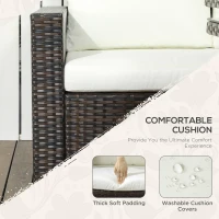 Outsunny Seven-Piece Rattan Garden Sofa Set, with Expanding Table - Cream White(m-7)