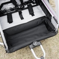 HOMCOM Remolque de Bicicleta para Niños +18 Meses 2 en 1 Cochecito de Paseo de 2 Plazas con Freno de Mano Cinturón de Seguridad Bandera y Reflectores 142x75x101 cm Rojo(m-9)