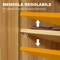 HOMCOM Armadio Scarpiera Salvaspazio e Moderno in Legno per 12 Paia con 4 Ripiani Aperti, 83x30x90 cm, Marrone Chiaro(m-5)
