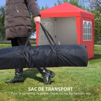Outsunny Tonnelle barnum de jardin pop-up pliant réglable en hauteur protection UV 30+ 3 parois latérales rouge(m-7)