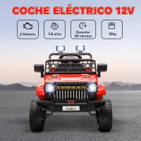 AIYAPLAY Coche Eléctrico para Niños con Batería 12V Mando a Distancia Velocidad Ajustable USB Faros Bocina Rojo(m-4)