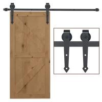 HOMCOM 6.6FT/200cm Black Sliding Door Kit for Single Barn Door, Antique Sliding Barn Door Hardware Kit with J Shape Hanger(m-11)