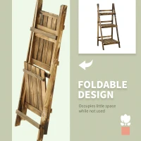 Outsunny Wooden Folding Flower Pot Stand 3 Tier Garden Planter Display Ladder Gardener Storage Shelves Rack Herb Holder (40L x 37W x 93H cm)(m-6)