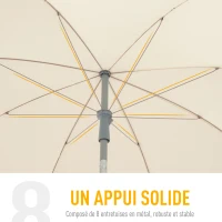 Outsunny Parasol inclinable parasol de plage octogonal de jardin Ø 2 m métal polyester sac de transport inclus crème(m-5)