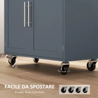 HOMCOM Carrello da Cucina in Legno con Cassetto, Portaspezie e Armadietto, 109x40x89 cm, Grigio e Color Legno(m-5)