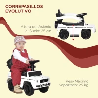HOMCOM Correpasillos para Niños con Licencia Mercedes G350 Coche Correpasillos para Niños de 1-3 Años con Bocina Capota Extraíble y Barandilla Carga 25 kg 85,5x40,5x95 cm Blanco(m-5)