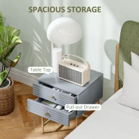 HOMCOM Set of Two Elegant Bedside Tables - Grey/Gold-Tone(m-5)