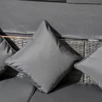 Outsunny Garten-Sofagarnitur, 4-tlg., mit Sonnendach, Kissen, Polyrattan/Metallrahmen, Grau(m-8)