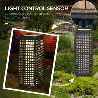 Outsunny Outdoor Rattan Solar Lantern, Brushed PE Wicker Patio Garden Lantern wtih Auto On/Off Solar Powered LED Lights for Indoor & Outdoor Use, Porch, Yard, Lawn, Courtyard, Grey(m-6)