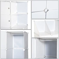 HOMCOM Armoire penderie Modulable Multi-rangements 10 cubes + 2 étagères + Autocollants décoratifs 111L x 47l x 145H cm en Plastique Blanc(m-9)