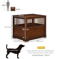 PawHut Hundekäfig inkl. Verriegelung, erhöhter Stand, Transportbox, 80,5 cm x 59,5 cm x 67,5 cm, Braun(m-3)
