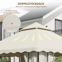Outsunny Ersatzdach für Pavillon, mit Lüftungsdach, Wasserablauflöcher, Polyester, 3 x 3 m, Cremeweiß(m-5)
