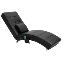 HOMCOM Relaxliege mit Massagefunktion Loungesessel Ergonomisch hohe Rückenlehn, mit Massagefunktion und Kissen mit Zero-G Design Lounge Sessel Kunstleder Metall Schaumstoff Schwarz 58 x 163 x 87 cm(m-10)