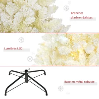 HOMCOM Sapin de Noël artificiel lumineux blanc  180 cm 650 branches 150 LED - support pied pliable(m-7)