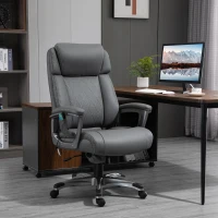 Vinsetto Massage-Bürostuhl 6-Punkt-Massage-Drehstuhl ergonomischer Stuhl Einstellbare aus Kunstleder mit gewölbter Kopfstütze und Armlehne Grau 70 x 76,5 x 114-124 cm(m-2)