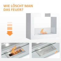 HOMCOM Kamin Bioethanol Biokamin Kaminofen Standkamin 1,5 L 3 Stdn. 78 x 25 x 58 cm(m-5)