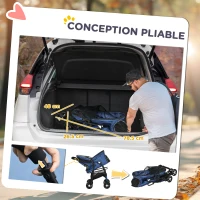 PawHut Poussette buggy pliable chien chat panier de rangement tissu 600D Oxford 4 roues 81 x 48 x 99 cm bleu(m-5)