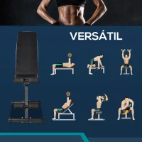 HOMCOM Banco de Pesas Plegable 2 en 1 Banco de Musculación de Acero con Altura Ajustable Respaldo Inclinable en 7 Posiciones para Entrenamiento en Hogar Gimnasio Carga 120 kg 116x43x56-116 cm Negro(m-6)