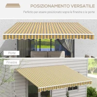 Outsunny Tenda da Sole per Esterno Avvolgibile a Bracci con Apertura a Manovella, 350x250 cm, Giallo(m-5)