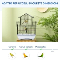 PawHut Gabbia per Uccelli in Metallo e Plastica con Maniglia di Trasporto e Vassoio Estraibile, 50.5x41x63 cm, Bianco(m-7)