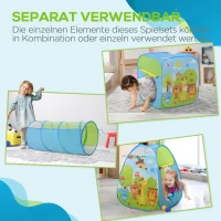 HOMCOM Pop up Kinderspielzelt 3-teiliges Babyzelt Kinderzelt Tunnel Faltbar Polyester 230 x 74 x 93 cm(m-6)