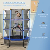 HOMCOM Trampolin für Kinder, Ø163 cm, mit Sicherheitsnetz, In- und Outdoor, Belastung bis 50 kg, Stahl, Kunststoff, Blau(m-7)