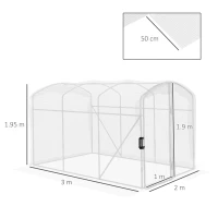 Outsunny Polytunnel Greenhouse Walk-in Grow House with UV-resistant PE Cover, Door and Galvanised Steel Frame, 2 x 2 x 2m, White(m-3)