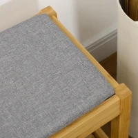 HOMCOM Banco Zapatero de Bambú Zapatero con Asiento Tapizado para 3 Pares de Zapatos con Estante de Listones 90x30x46cm Natural(m-8)