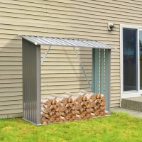HOMCOM Stockage de bûches abri à bûches extérieur 163L x 89l x 155H cm surface sol 1,13 m² toit incliné acier galvanisé gris(m-2)