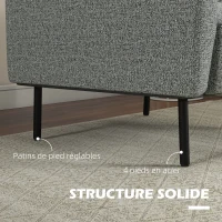 HOMCOM Fauteuil de salon fauteuil en tissu 1 place revêtement revêtement aspect lin pieds en acier 79 x 76 x 65 cm gris noir(m-5)