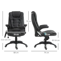 HOMCOM 6-Point Massage Office Chair with Seat Heated for Home Office, PU Leather High Back Executive Desk Chair with Adjustable Height and 360° Swivel for Work Study, Black(m-3)