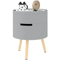 HOMCOM 3-Tier Coffee Table, Round End Table with 2 Hidden Compartments and Detachable Tray, Side Table with Storage for Living Room, Grey(m-11)