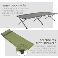 Outsunny Tienda de Campaña 3 en 1 con Cama Colchón Hinchable y Bolsa de Transporte para Senderismo 200x86x147 cm Gris(m-6)