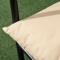 Outsunny Outdoor Sitzgruppe, 3-teilig, 2 Stühle, Tisch mit Glasplatte, Sitzkissen, Metallgestell, Beige(m-7)