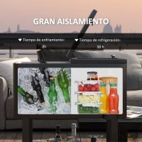 Outsunny Carro Nevera con Ruedas Abrebotellas y Estante 56L para Patio Fiesta Terraza 67x35x80 cm Negro(m-4)