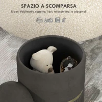 HOMCOM Pouf Contenitore 120 kg max per Soggiorno, Ingresso e Camera, in Poliestere, 36x36x44 cm, Grigio(m-4)
