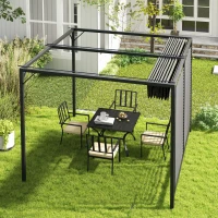 Outsunny 3 x 2.8m Metal Pergola, with Retractable Fabric Roof - Grey(m-7)