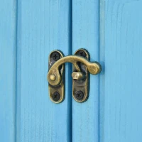 Outsunny Armoire abri de Jardin Remise pour Outils 3 étagères 2 Portes loquets + Range-bûches Toit Pente bitumé Bois Sapin traité Bleu(m-9)