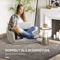 HOMCOM 2-in-1 Verstellbarer Loungesessel, Bodensessel mit Kissen, Polstersessel, für Wohnzimmer, Schlafzimmer, Cremeweiß(m-5)