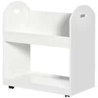 HOMCOM 2-Tier Storage Shelves, Kitchen Cart Shelf Unit with Wheels for Dining & Living Room, Home Study, White(m-11)