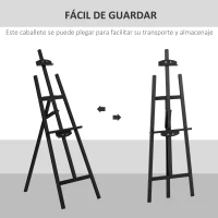 HOMCOM Caballete de Pintura de Madera Caballete de Dibujo con Ángulo Ajustable de 75° Soporte Trípode y Pincel para Lienzos 51,5x71,5x134,5 cm Negro(m-4)