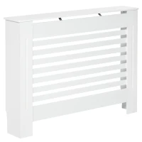 HOMCOM Cache-radiateur couverture radiateur Design à Lattes Panneau Cabinet dim. 112L x 19l x 81H cm MDF Blanc(m-10)
