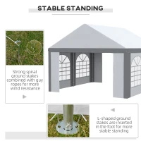 Outsunny 4m x 4m Marquee Gazebo with Sides, Level 6 Wind Protection & Waterproof, Light Grey(m-6)