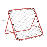 HOMCOM Rebounder für Fußball, 84 x 84 cm Fussball Rebounder mit stufenlos verstellbarem Winkel, Kickback Rückprallwand Fußballtor für Jugendliche Schuss-, Pass- und Ballannahmetraining Rot(m-3)
