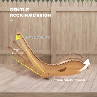 Outsunny Outdoor Rocking Chair w/ Slatted Seat, Wooden Rocking Chair, 130cm x 60cm x 60cm, Light Brown(m-4)