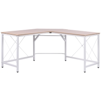HOMCOM Bureau d'angle Bureau Informatique Design Moderne métal MDF Imitation Bois chêne et Blanc